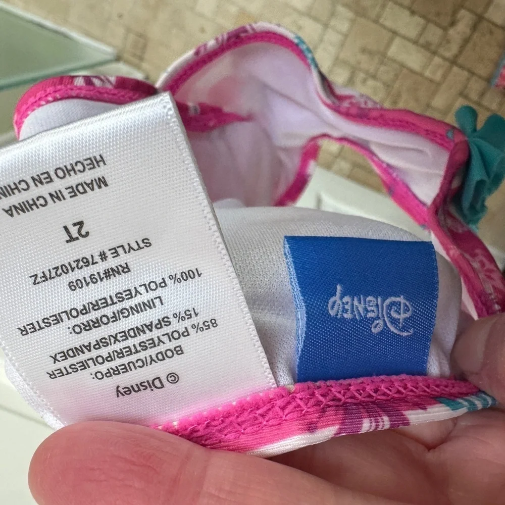 NWOT Disney Frozen 2T Girls Pink, Blue White Stripe Snowflake Bikini Bottom